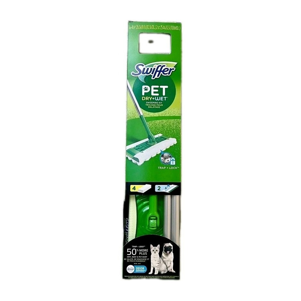 Swiffer Pet Sweeper Kit Dry & Wet Floor Cleaner includes Sweeper 6 Cloths = 4+2